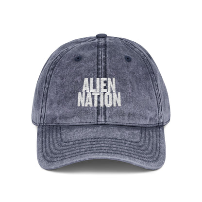 'Alien Nation. We come in peace.' Embroidered  Vintage Heritage Ball Cap (2-Sided Print)