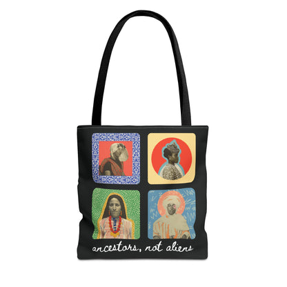 'Ancestors, not Aliens' Tote Bag (4 designs, 4 immigrants) | Alien Nation™