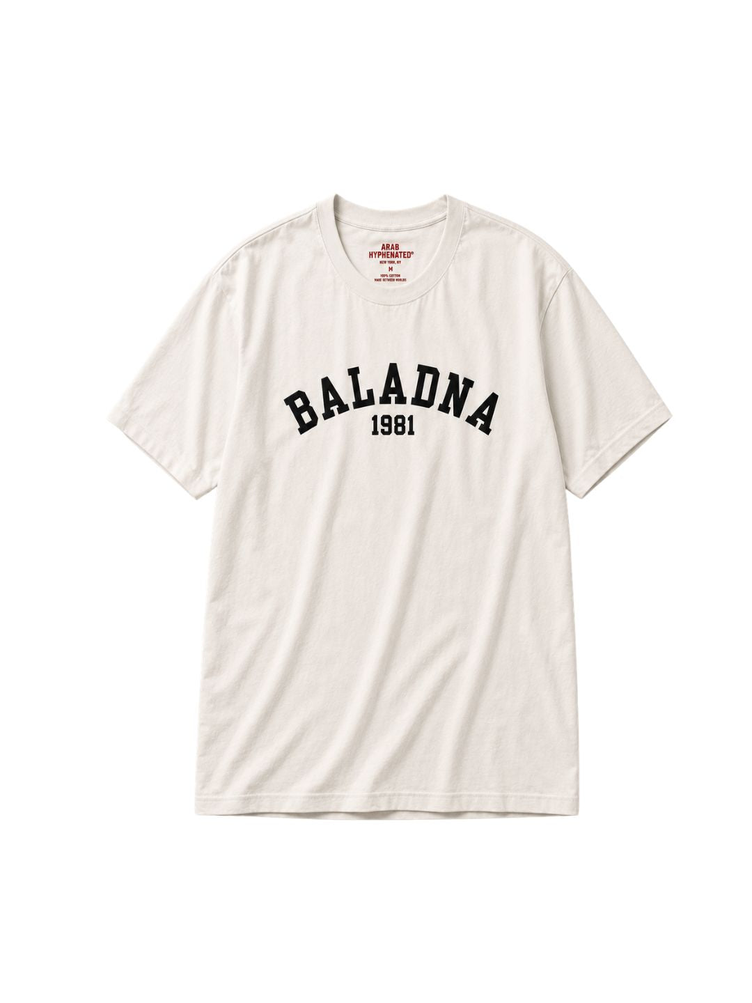 BALADNA 1981 cream heavyweight t-shirt front view by Arab Hyphenated